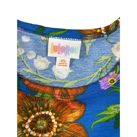 Lularoe Women's Jessie Blue Floral Dress w/ Pockets - Picture 3 of 6